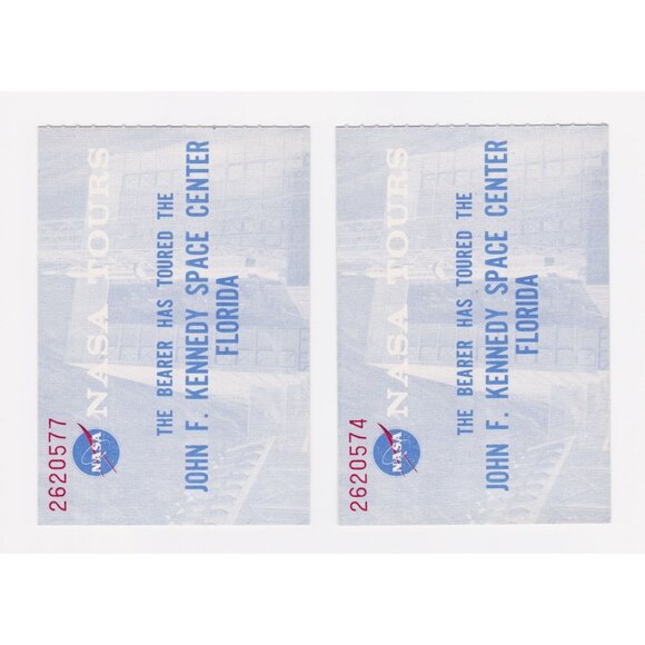 1972 NASA Kennedy Space Center Tour Tickets Sequential Pair Pink + Blue Set - Picture 3 of 5